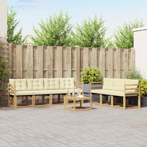 vidaXL Outdoor-Sofagarnitur mit Kissen 8 pcs Weiß und Creme (1/5)