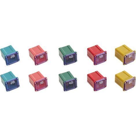 10 pièces Low Jcase bloc fusible voiture fusible pour camions voitures et SUVS (20A/30A/40A/50A/60A, 2 pièces chacun) (1/5)
