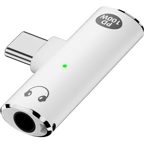 Adaptateur USB-C vers prise audio avec charge rapide 100 W, 2 en 1 USB-C vers prise casque femelle 3,5 mm pour interface Type C, série B (1/5)