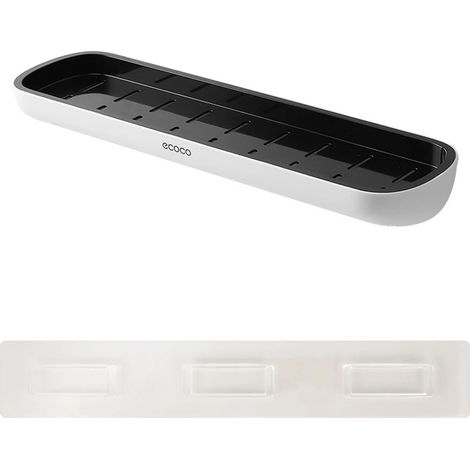 (Sans tige) Porte-shampoing, étagère de rangement pour douche avec barre porte-serviettes, étagère de rangement pour salle de bain, fixation murale sans perçage (1/5)