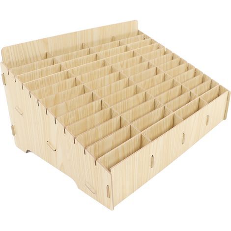 Aufbewahrungsbox aus Holz mit 48 Fächern, stabiler Handy-Ständer aus Kunstholz, Schreibtisch-Organizer für mehrere Handys für die Schule (1/5)