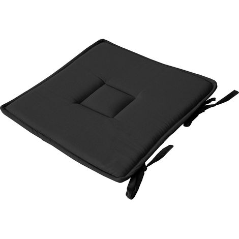 Galette de chaise 40 x 40 cm – 100% coton noir – Épaisseur 2 cm – Fixation par nouettes – Collection LOLA – Enjoy Home