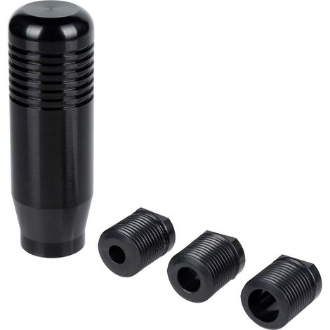 Pomello del cambio universale, leva del cambio manuale, adattatore per cambio automatico con 3 adattatori da 8 mm, 10 mm e 12 mm per auto, in lega di alluminio e pelle (nero)