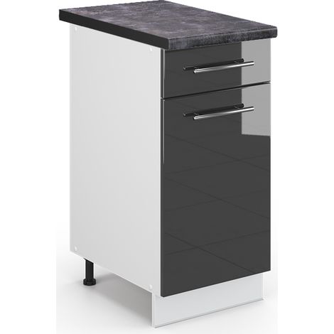 Mobiletto base per cucina Fame-Line, Antracite lucido, 40 cm , PL Antracite, Vicco