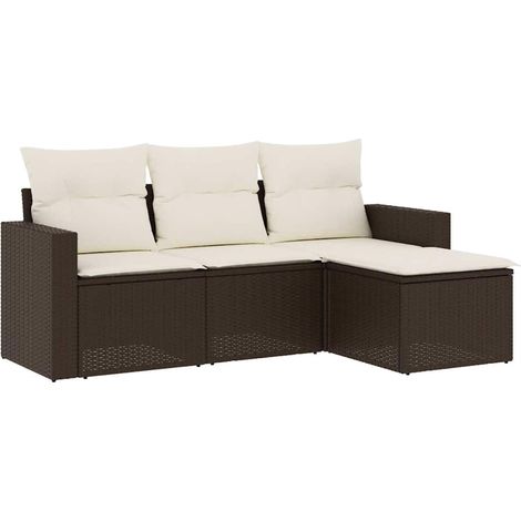 Maison Exclusive - Set Divano da Giardino 4 pz con Cuscini Marrone in Polyrattan