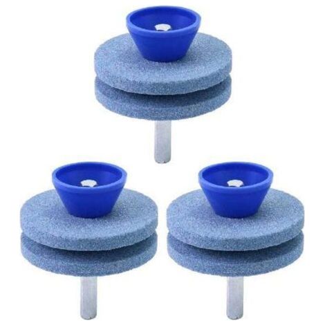 3PCS Affûteuse de Lames de Tondeuse à Gazon, Affûteuse de Outils de Jardin, Compatible avec Perceuses Électriques et Perceuse à Main,bleu (1/5)