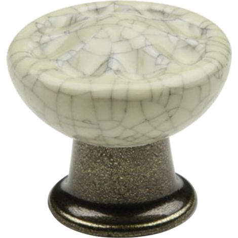 2x bouton de tiroir finition laiton foncé porcelaine céramique motif 33 mm meuble vintage antique style porte poignée commode armoire maison avec vis (1/3)
