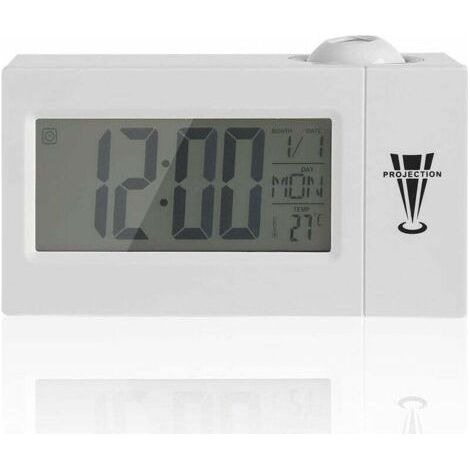 Digital clock radio with projector, dimmable, programmable sleep timer and display of indoor temperature, day and date-Fei Yu (1/4)