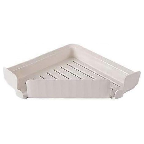 Étagère de rangement d'angle pour salle de bain, porte-shampoing, organisateur de cuisine mural pour articles ménagers (Couleur : Blanc) (1/5)