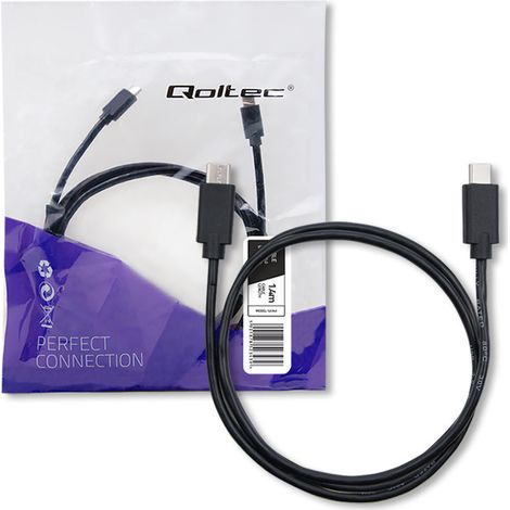 Cable USB 2.0 tipo C macho Qoltec USB 2.0 tipo C macho 1,4 m Negro (1/5)