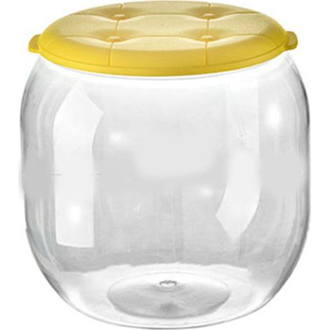 Tabouret de Rangement Transparent Multifonction - Forme Ronde Innovante pour Salon, Entrée - Jaune (1/5)