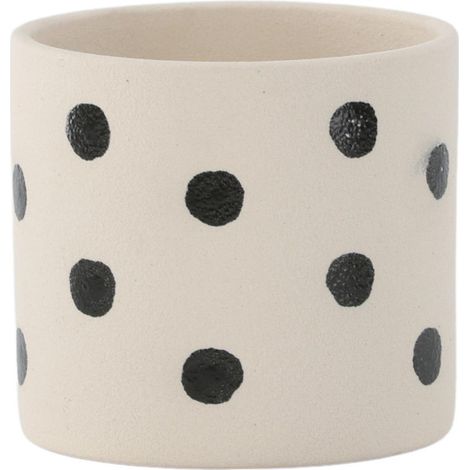 Pot Déco en Céramique "Sane" 11cm Blanc & Noir (1/4)