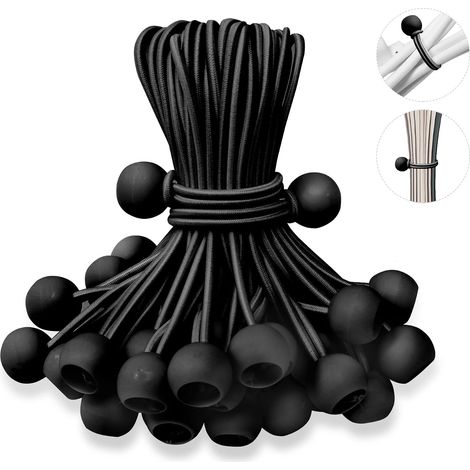 Elastico da 15 cm con sfera - Elastico per tende e gazebo - 50 pezzi (1/4)