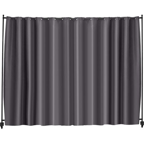 Paravent de séparation portable à roulettes avec support pour rideau, paravent autoportant pour bureau, chambre, salle à manger, bureau, gris (1/5)