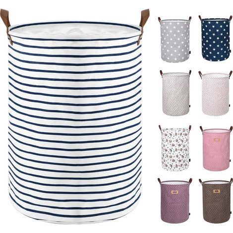 18-Inches Grand Organiser Paniers pour Vêtements Stockage, Cordon Paniers à Linge, Pliable Sac à Linge, Pliage Grande Capacité Corbeilles à Linge (bleu, M) (1/5)