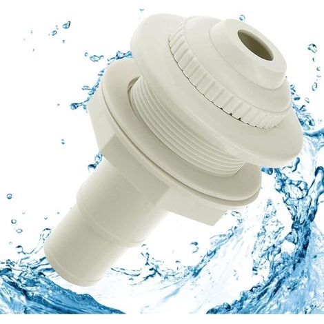 Einlaufdüse für Stahlwandbecken, Rücklaufdüse mit Schwenkkopf, Poolzubehör mit Schlauchanschluss, verstellbarer Düsenkopf (32 mm und 38 mm), 14 cm langer Schlauchverbinder (1/4)