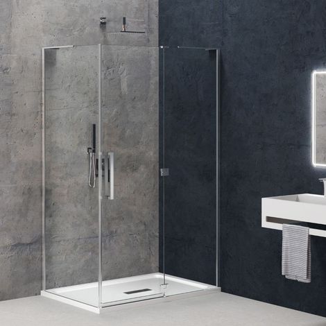 Cabina angolare anta battente destra genziana cristallo trasparente 8 millimetri misure 78-79x118-119xh200 cm dx - confezione 1