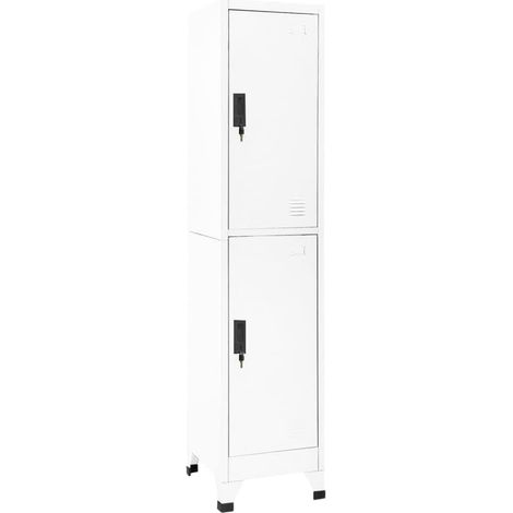 Armoire à casiers Meuble de Rangement - Style Contemporain Blanc 38x45x180 cm Acier BV151618 - BonneVie (1/5)