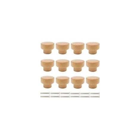 Tiradores de madera para puertas, 12 tiradores para muebles, tiradores de madera para cajones, tiradores redondos, tiradores para cajones de armarios, tiradores para puertas de cómodas. (1/5)