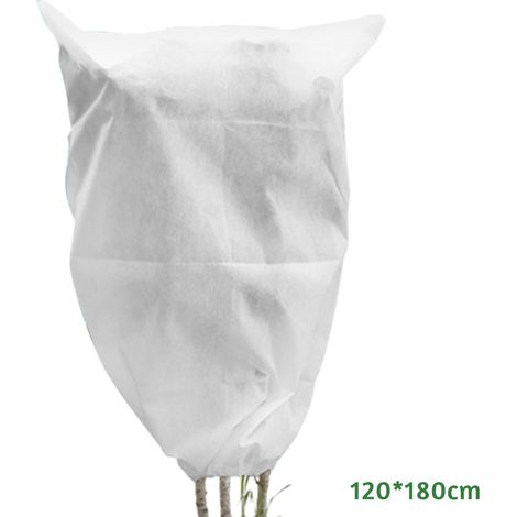 Housse de protection épaisse contre le gel pour plantes en pot, en tissu non tissé résistant au froid, blanche. (1/5)