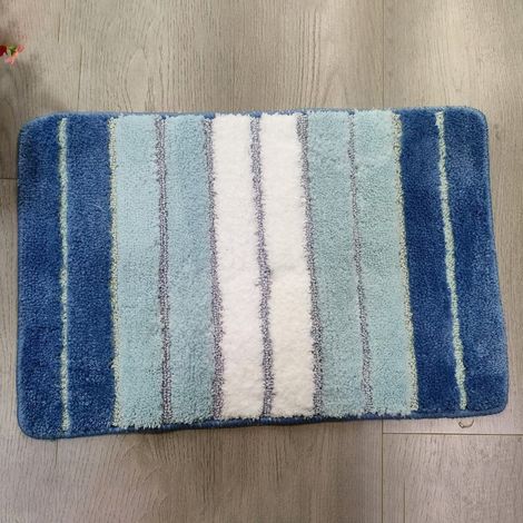 Rutschfeste Badematte, extra weicher Badezimmerteppich, maschinenwaschbar, wasserabsorbierend, 50 x 80 cm, Blau