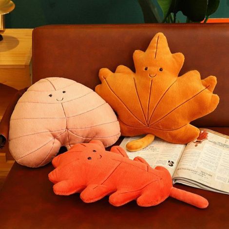 Oreiller en peluche doux en forme de feuille en forme de cœur, jouet en peluche en forme de feuille en forme de cœur (1/5)