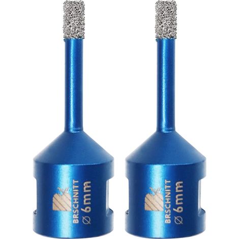 Forets Carrelage Diamant 6mm - 2 pièces Brasé Sous Vide et Trépans avec Filetage M14 pour Perçage à sec en Porcelaine Carrelage Granit Marbre (1/5)