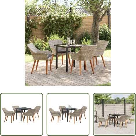 vidaXL Chaises de jardin - Ensemble de salle à manger pour jardin 5 pcs Gris clair (1/5)