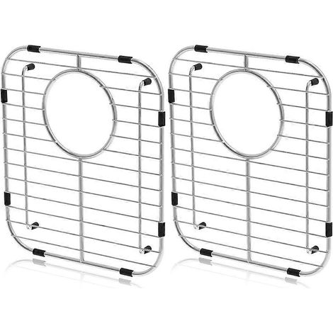 Lot de 2 protections pour évier de cuisine, grille de fond universelle pour évier double (13,2 x 11,6 x 1,25 pouces), grille pour évier de cuisine (1/5)