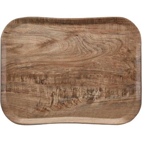 Plateau polyester Century aspect naturel bois olivier clair - 460 x 360 x 15 mm - CAMBRO (1/2)