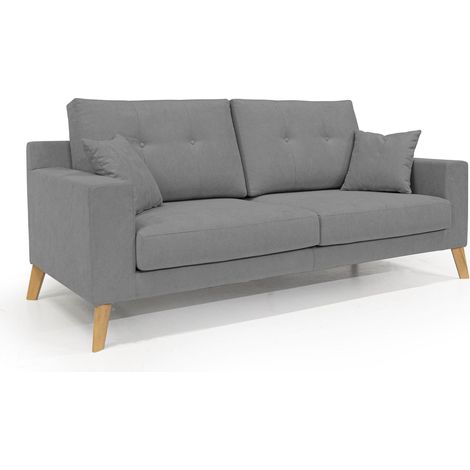 Danish Divano moderno in tessuto morbido impermeabile T02 146 cm grigio