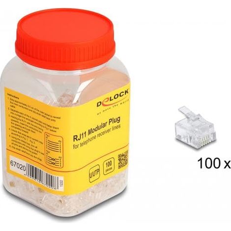 DeLOCK Conector modular RJ11 100 unidades