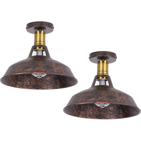 (2X) Vintage Retro Ceiling Lights Iron Metal Ceiling Lamp Industrial Style Ceiling Light E27 For Indoor Lighting Cafe Bedroom Restaurant