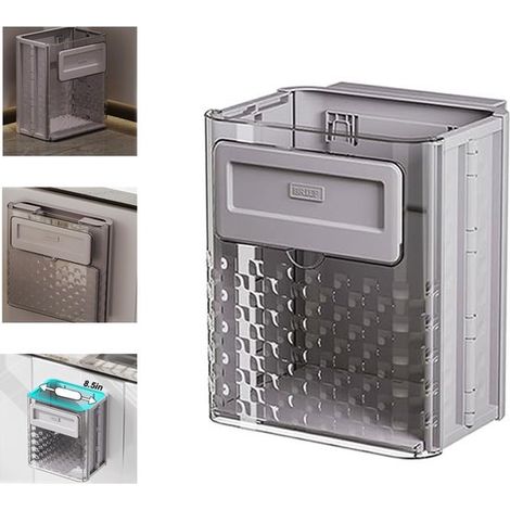 Poubelle suspendue pour la cuisine - Poubelle magnétique - Bac à compost - Poubelle pour meuble de cuisine, chambre ou salle de bain - 1 pièce (grise) (1/5)
