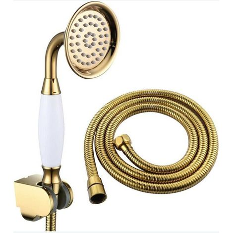 Kit Douche Laiton avec Flexible Tuyau 1.5M - Ensemble de Douche Or (1/4)