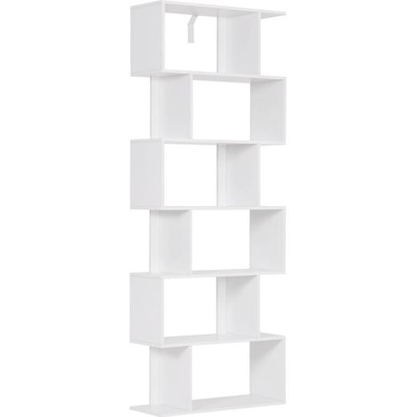 WOLTU Bücherregal 6 Ebenen, Standregal zum Ausstellen, Regal freistehend, für Wohnzimmer Schlafzimmer Büro, modern, Weiß, 60x160x23,5 cm