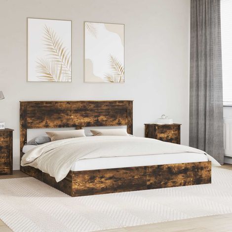 Aufbewahrungsbett Geräucherte Eiche 180 x 200 cm Holzwerkstoff
