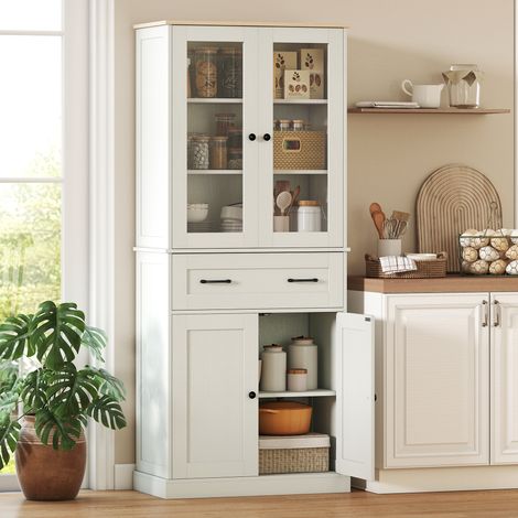 Meuble de cuisine indépendant, armoire de rangement avec étagères réglables et tiroir pour salon, salle à manger