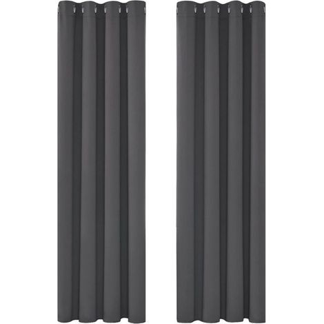 Rideau Thermique Isolant Anti Froid, 135x240 CM (Largeur x Hauteur), Rideaux Occultant pour Salon et Chambre, Design Moderne à Oeillets, Gris Foncé, 2 Pièces (1/5)