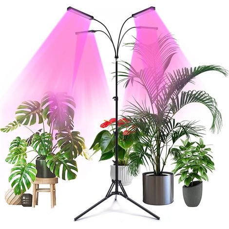 4 tête plante lampe 420 LED lumière de croissance avec 4 / 8 / 12 minuterie automatique plante lampe 3 modes de lumière lumière lumière de croissance réglable plein spectre de plantes de jardin d'inté (1/5)
