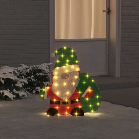 Beleuchteter Weihnachtsmann Warmes Weiß 70 x 62 cm Lamé-Stoff
