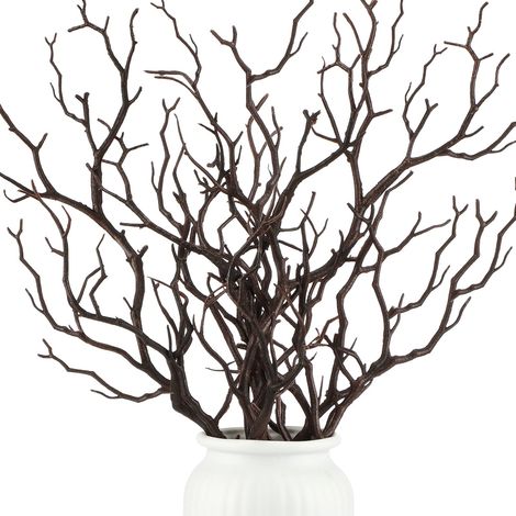 Lot de 10 Branches de Manzanita artificielles en Plastique en Forme de Bois de cerf - Petites Branches de Plantes décoratives pour décoration de Table de Mariage, fête prénatale (Marron foncé) (1/5)