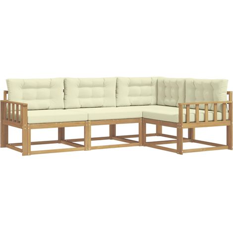 Outdoor Sofa Set with Cushion 3 pcs White and Cream Polyester vidaXL (1/5)