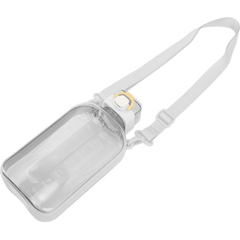 Tragbare Sport-Trinkflasche mit großem Fassungsvermögen (750 ml / 25 oz) mit Zeitanzeige und Schultergurt, weiß. (1/5)