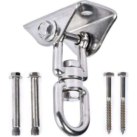 Crochet pivotant à 360° en acier inoxydable avec crochet à vis pour balançoire de porche, salle de sport, hamac, balançoire de yoga, boîtes à cordes, capacité de 900 kg - Lot de 2