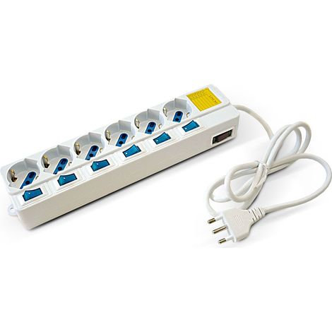 Multipresa 6 Posti Schuko/Bivalenti Prese Sing. (Elettrocanali Cod. Eck11506)