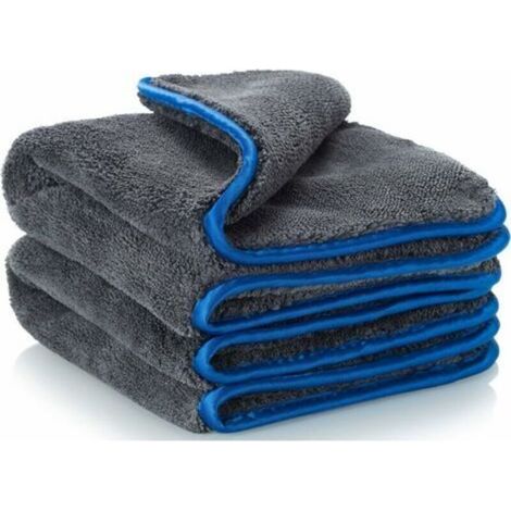 Chiffon en Microfibre Voiture,1200GSM Chiffon de Polissage, Pièces Microfibre Sechage Voiture - Super Absorbant Ne Laisse Pas De Taches d\'eau, 40x40cm Bleu, 2 pcs (1/5)