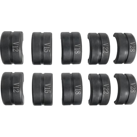 Matriz de engaste de tuberías, acero de alta resistencia, diseño compacto, color negro. (1/2)