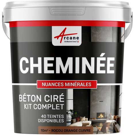 Béton ciré cheminée, kit avec primaire et vernis - 10 m² (en 2 couches) Rocou Orange Cuivre - ARCANE INDUSTRIES (1/2)