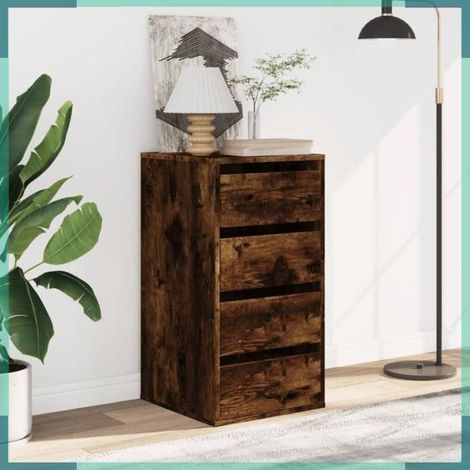 852865 Commode d'angle chêne fumé 40x41x76 cm bois d'ingénierie (1/5)